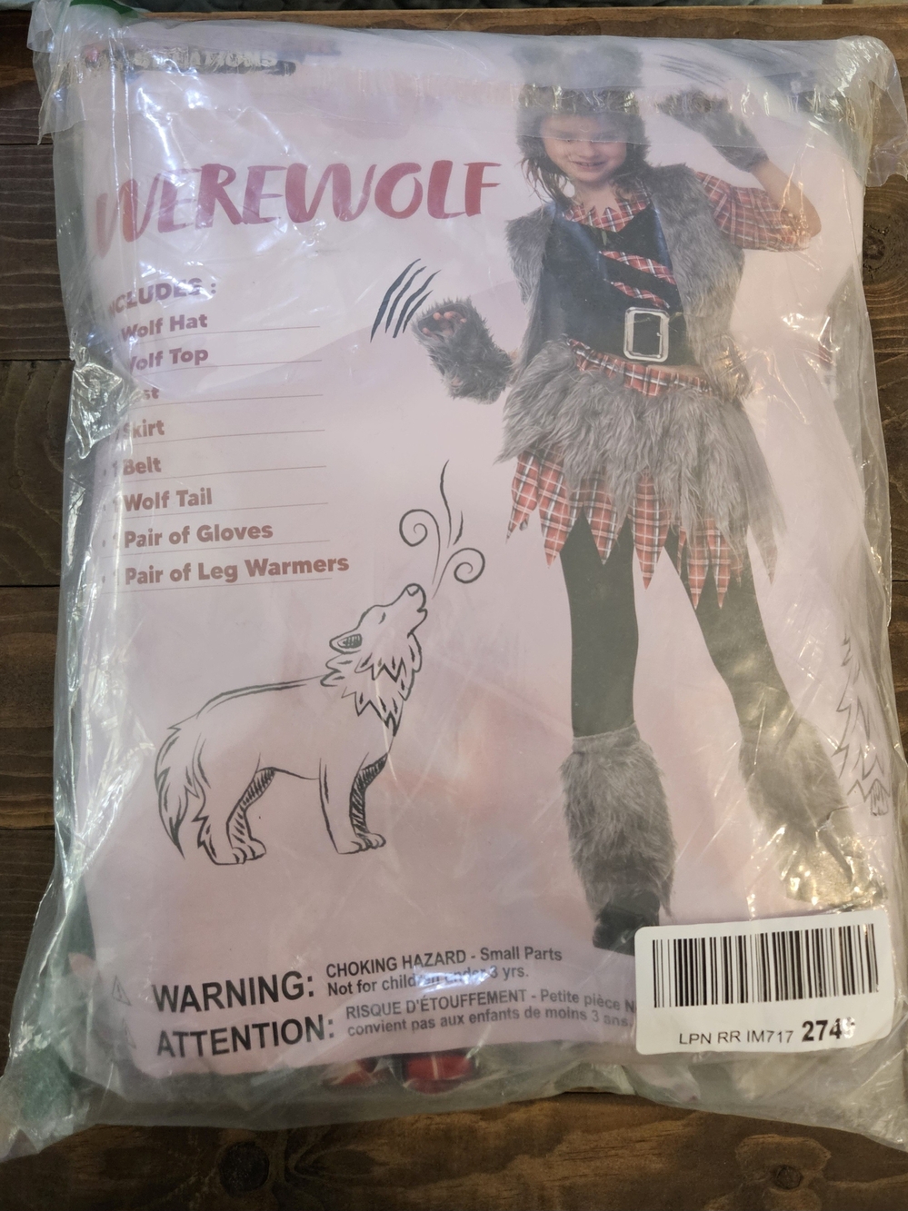 Girls Werewolf Costume in Gray Faux Fur